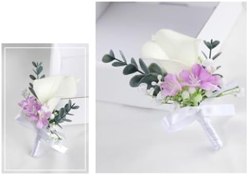 White Calla Lily Boutonniere for Men Wedding