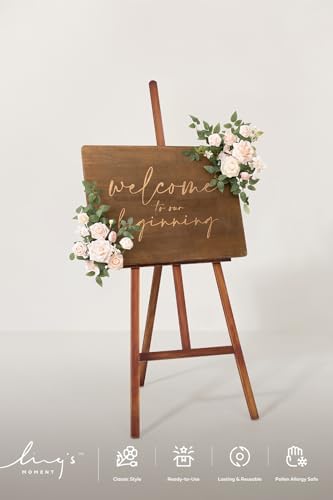 Lings Moment 2pcs Wedding Floral Swag Welcome Sign Decorations