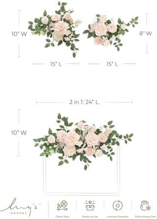 Lings Moment 2pcs Wedding Floral Swag Welcome Sign Decorations