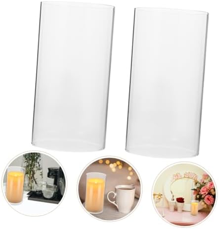 4pcs Glass Candle Holder Sleeves Windproof Covers for Home Dining Cafe