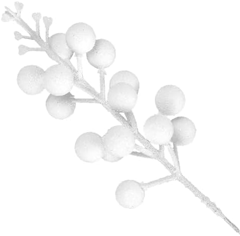 Artificial White Berry Stems 24 Pack for Christmas Decor