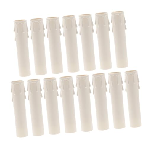 15pcs Elegant White Candle Sleeves for Chandeliers and Tall Candle Holders