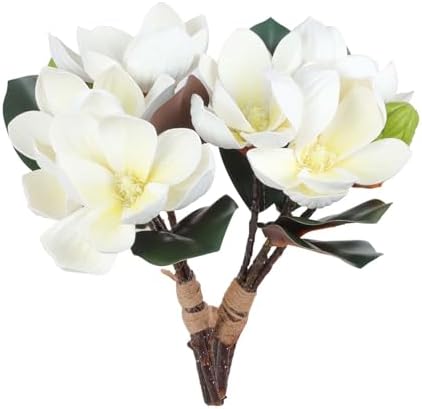Lovmeety 2 Bundles Artificial Magnolia Flowers