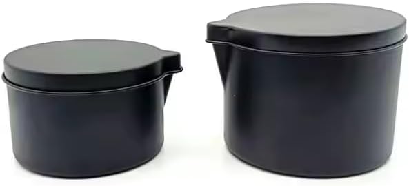 Ryaner 8-Piece Empty Massage Candle Tins Set with Pour Spout Lid - Black