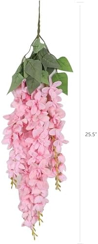 Duovlo Artificial Silk Wisteria Flower Hanging Vine Decor Pink