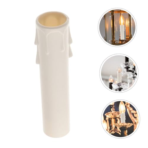 PRETYZOOM 15PCS White Plastic Candle Sleeves for Chandeliers and Candelabras