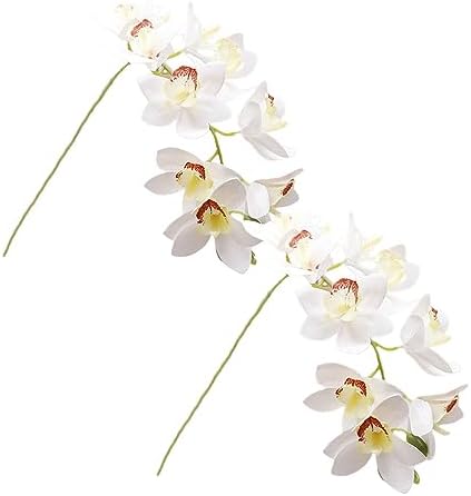 XZJMY 3D Artificial Orchid Flowers 2PCS White