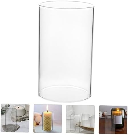 Glass Candle Holder Sleeve Open Ended Chimney Shade for Pillar Candles