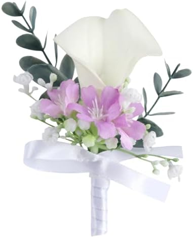 White Calla Lily Boutonniere for Men Wedding