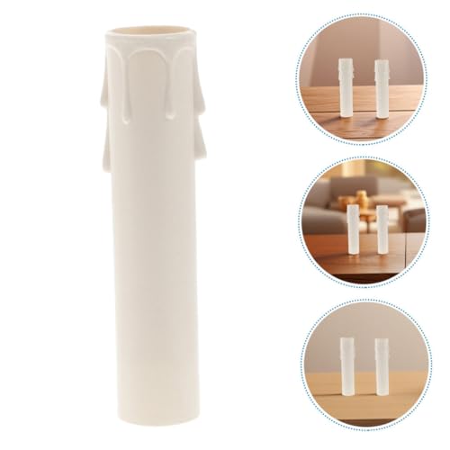 Ciieeo 30pcs White Plastic Candle Sleeve Covers for Candelabra Drip Protection