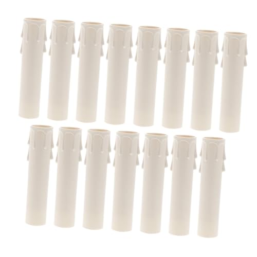 PRETYZOOM 15PCS White Plastic Candle Sleeves for Chandeliers and Candelabras