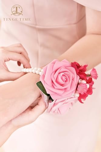 TINGE TIME Wrist Corsage Set for Wedding and Prom