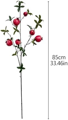 4PCS Faux Pomegranate Flower Bouquet Artificial Flowers with Green Leaves