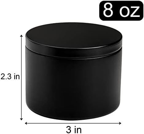 Coloch 24 Pack 8 Oz Black Matte Metal Candle Tins with Lid