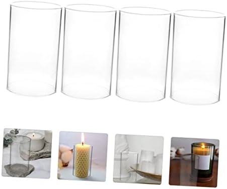 Zerodeko 4pcs Clear Glass Candle Covers