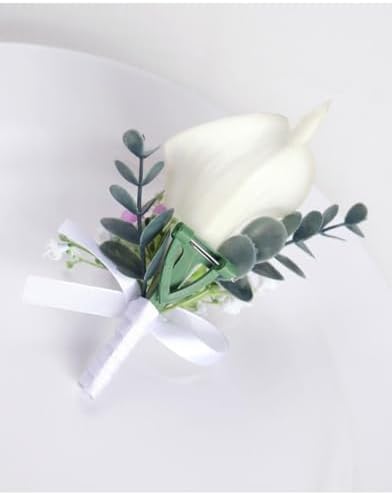 White Calla Lily Boutonniere for Men Wedding