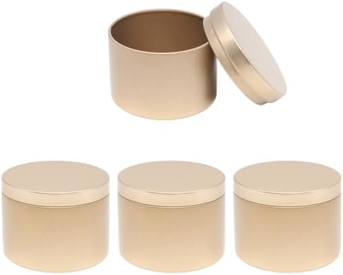 4pcs Gold Candle Tins with Lids - Leak Proof for DIY and Business