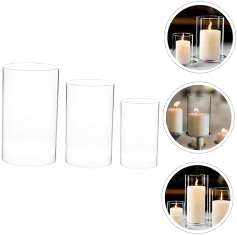 3pcs Glass Candle Holder Sleeves Windproof Cover Home Decor