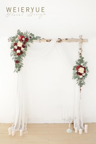 Burgundy Wedding Arch Flowers Kit with Drape