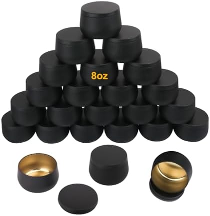 GENHAKON 24 Pack 8 Oz Black Candle Tins