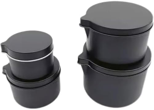 Ryaner 8-Piece Empty Massage Candle Tins Set with Pour Spout Lid - Black
