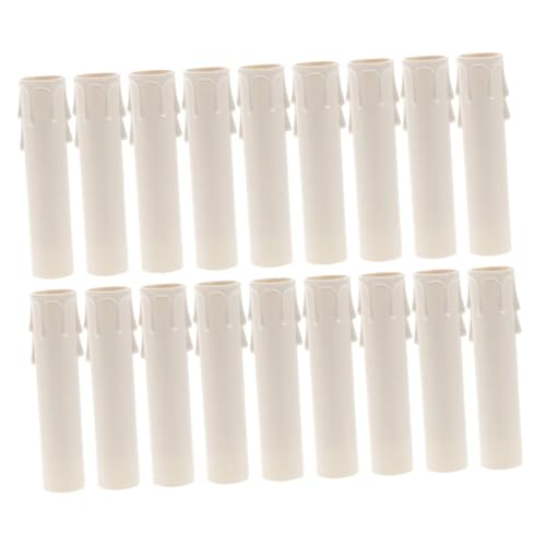 Ciieeo 30pcs White Plastic Candle Sleeve Covers for Candelabra Drip Protection