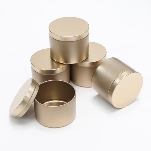 4pcs Gold Candle Tins with Lids - Leak Proof for DIY and Business