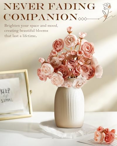 24Pcs Faux Ranunculus Flowers with 4 Blooms per Stem
