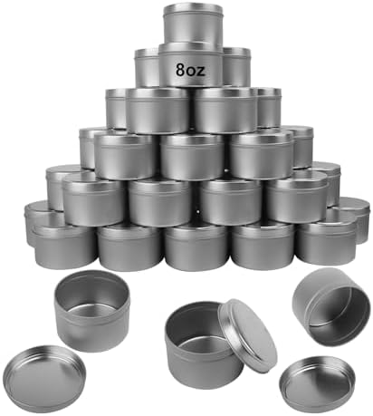 GENHAKON 36 Pack 8 oz Silver Candle Tins for Candles