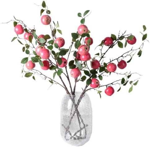 24 Pcs Artificial Apple Branches with Green Leaves and Flowers