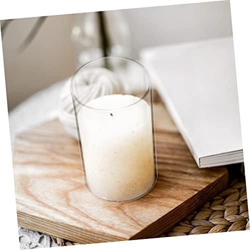 Luxshiny Clear Glass Candle Cups 4pcs Simple Decorative Holders