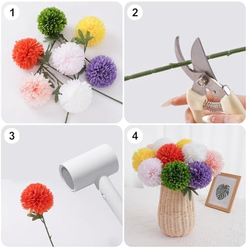BonBlooms Artificial Chrysanthemum Flowers Ball 10pcs Green