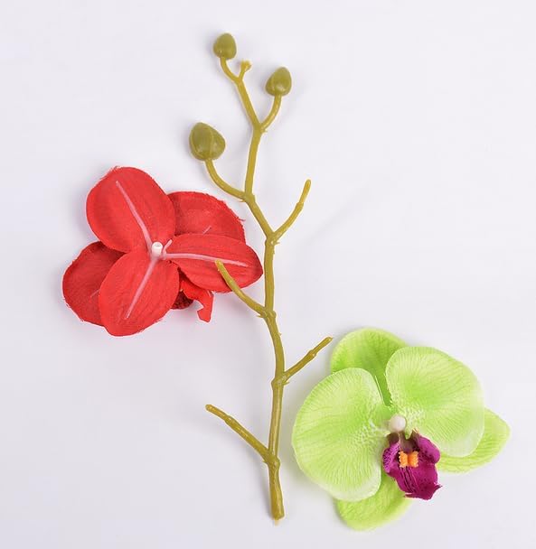 Rikyo 10 Set Artificial Orchid Faux Flowers with Stems
