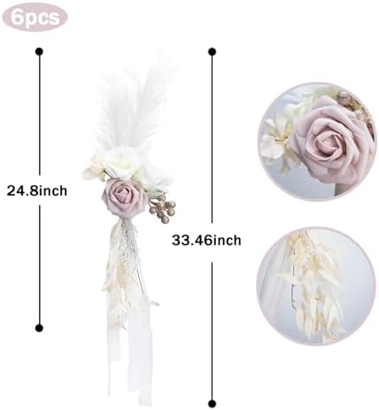Elegant Wedding Chair Flowers 6PCS Pink White