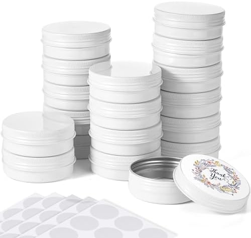Patelai 72 Pcs 2 oz Aluminum Travel Tins with Screw Lid and Labels