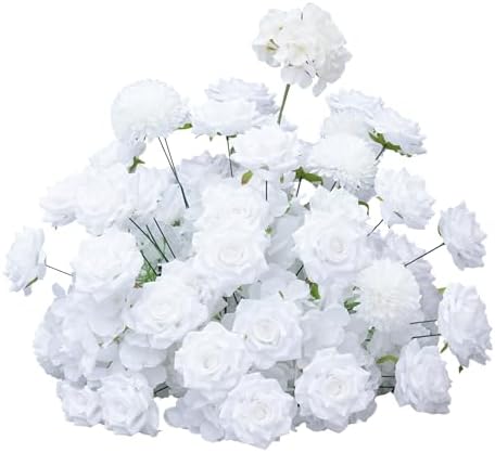 19 Inch White Artificial Flowers Ball for Wedding Aisle Floor Centerpieces