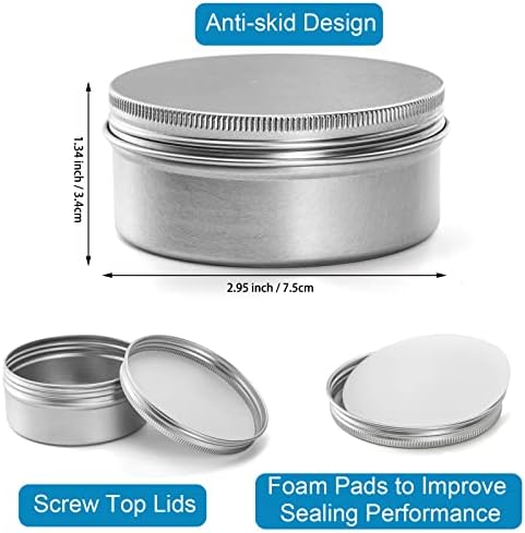 Foraineam 48 Pack 4 Oz Screw Lid Metal Round Tins