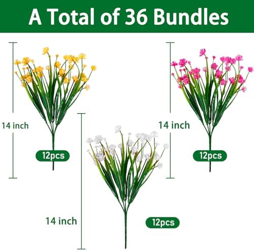 36 Pcs Artificial Flowers for Outdoor Decor