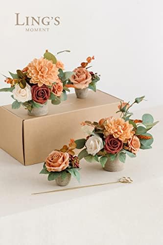 Lings Moment Terracotta Artificial Flowers Set with Vase Wedding Centerpieces