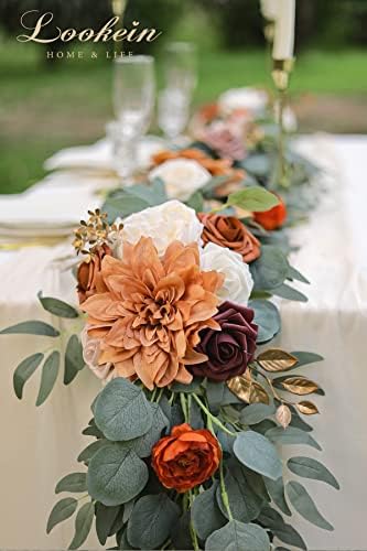 Lookein 6FT Eucalyptus Garland with Flowers - Terracotta