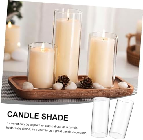 PRETYZOOM 4pcs Glass Candle Holder Sleeve Decorative Shades
