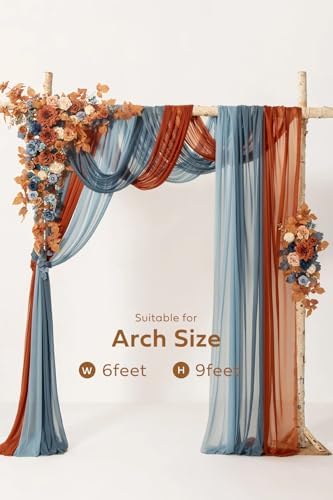 Lings Moment Fall Wedding Arch Flowers with Sheer Drapes Kit