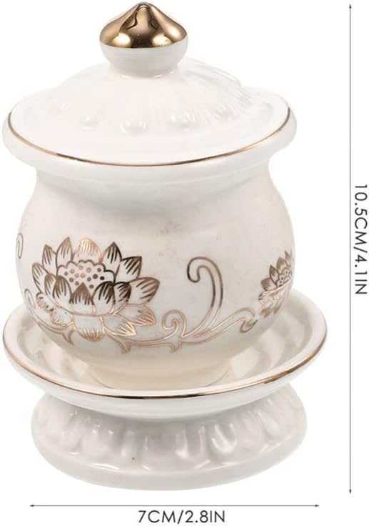 White Ceramic Water Offering Bowl Set 2pcs for Altar and Meditation