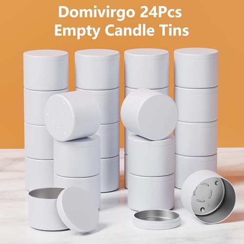 Domivirgo 24 Pcs Empty Candle Tins with Lid