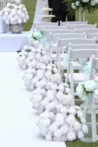 19 Inch White Artificial Flowers Ball for Wedding Aisle Floor Centerpieces