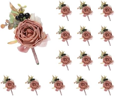 Uxcell 15pcs Rouge Boutonnieres for Men