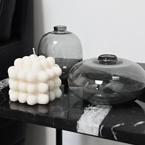 Cabilock 4pcs Glass Candle Lampshade Cover for Pillar Candles