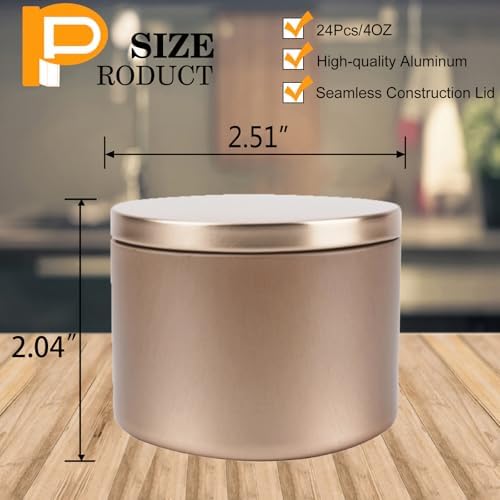 BBAXI 24PCS 4OZ Rose Gold Candle Tins for DIY Candles