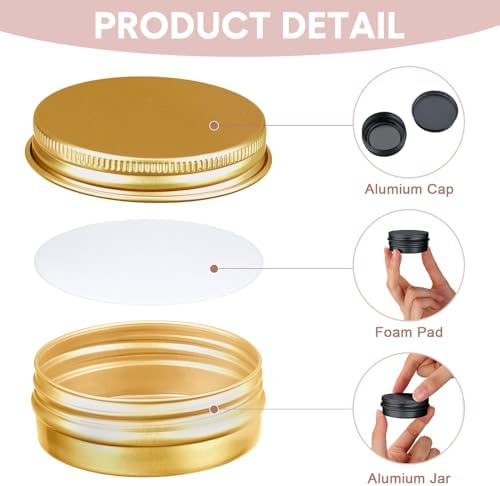 Chumia 144 Pcs Metal Round Tins with Screw Lids