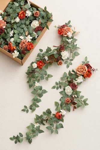 Fall Wedding 10pcs Chair Decorations Orange Terracotta Floral Swag